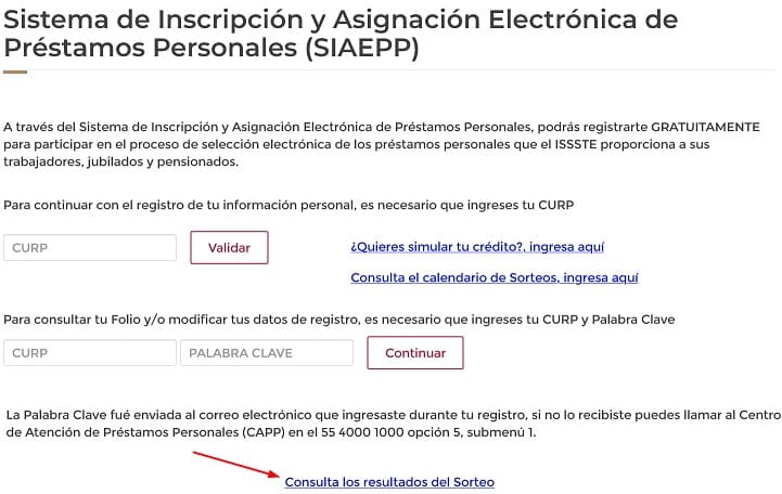 consultar sorteo prestamos ISSSTE